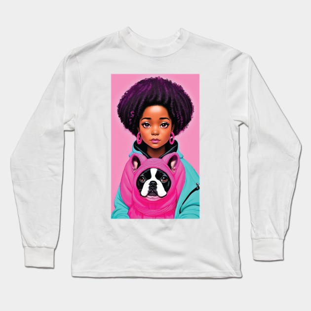 Amara with French Bully Hoody Long Sleeve T-Shirt by joejdiaz